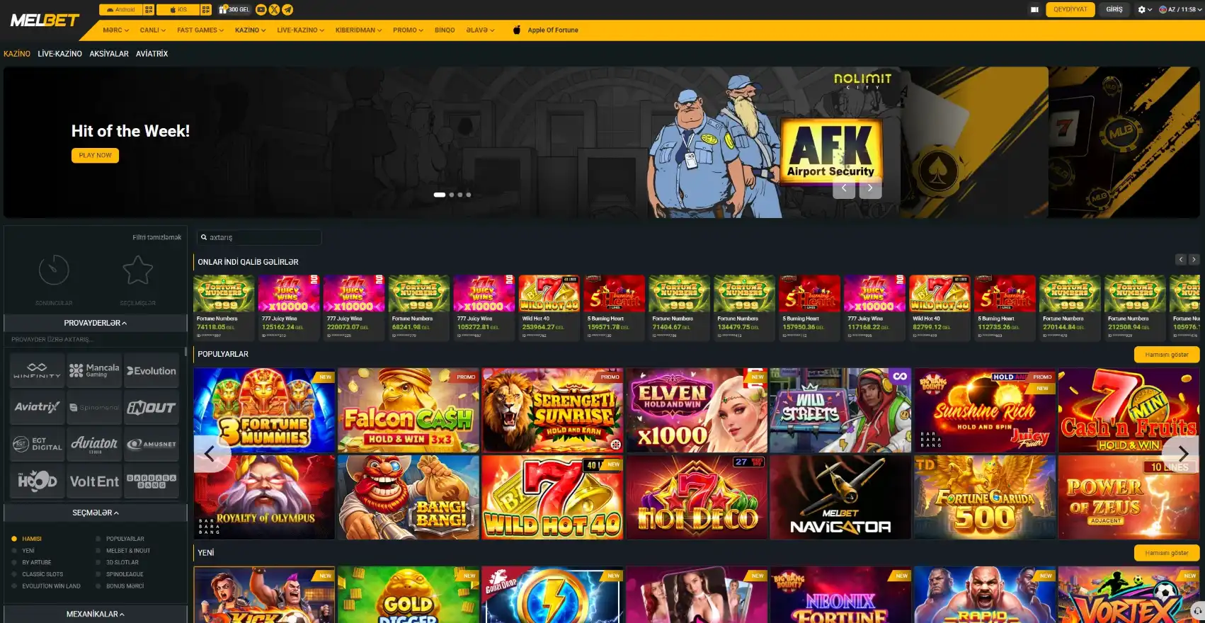 MelBet Screen